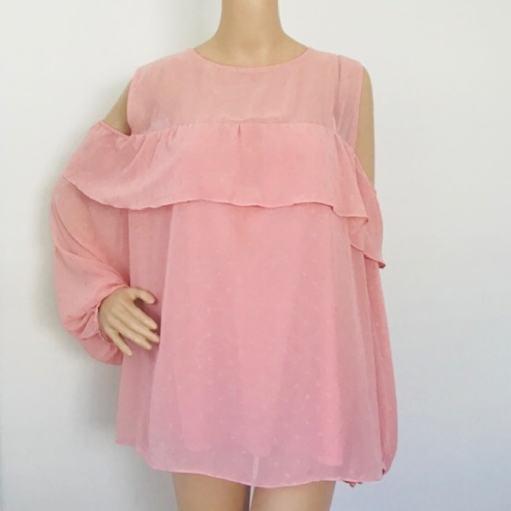 Old Navy Cold Shoulder Blush Rose Blouse